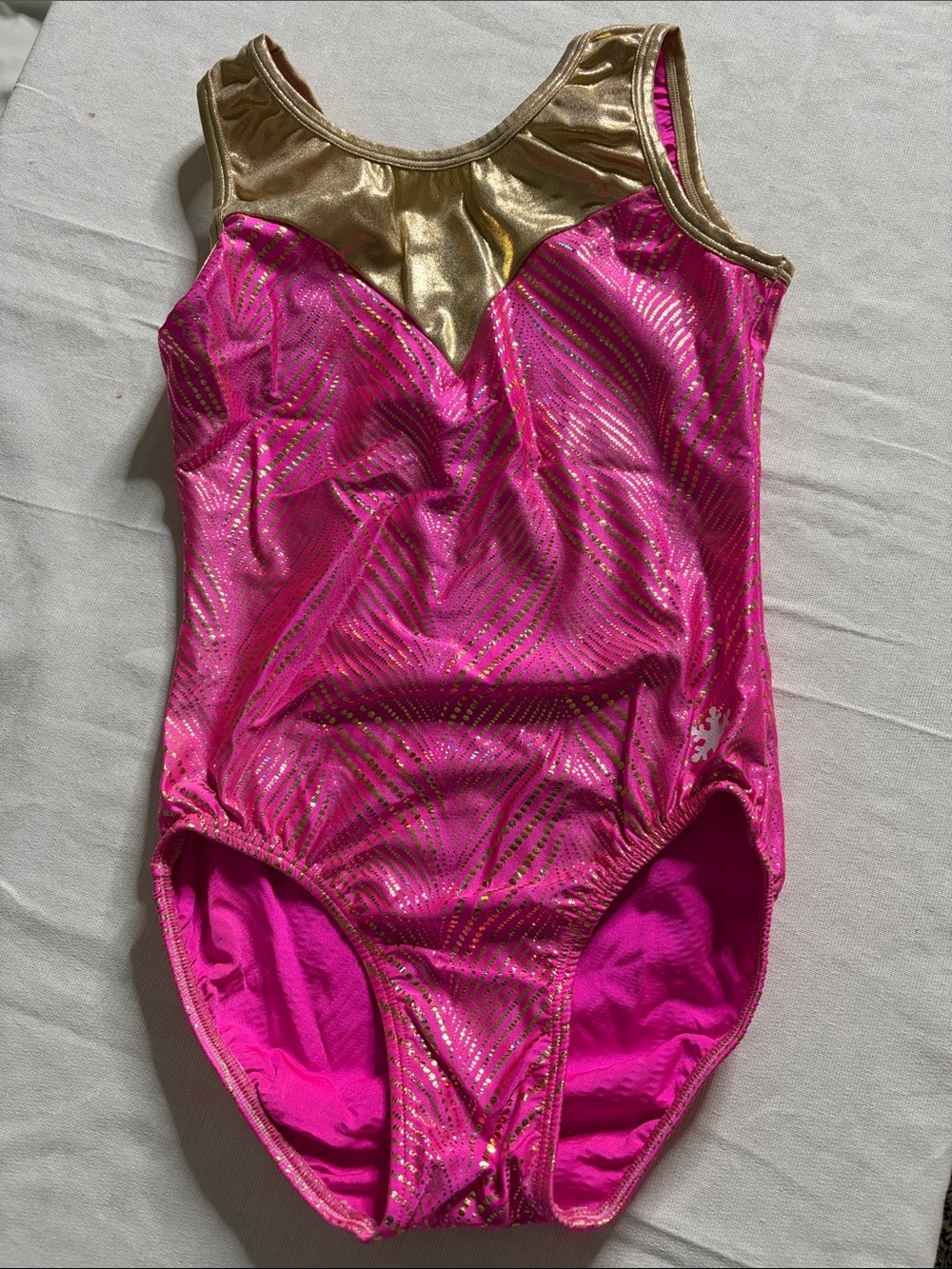 Gymnastics Girls' Pink and Gold Athletic One-Piece Bodysuit